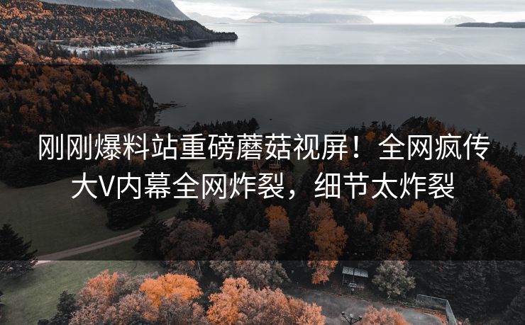 刚刚爆料站重磅蘑菇视屏！全网疯传大V内幕全网炸裂，细节太炸裂